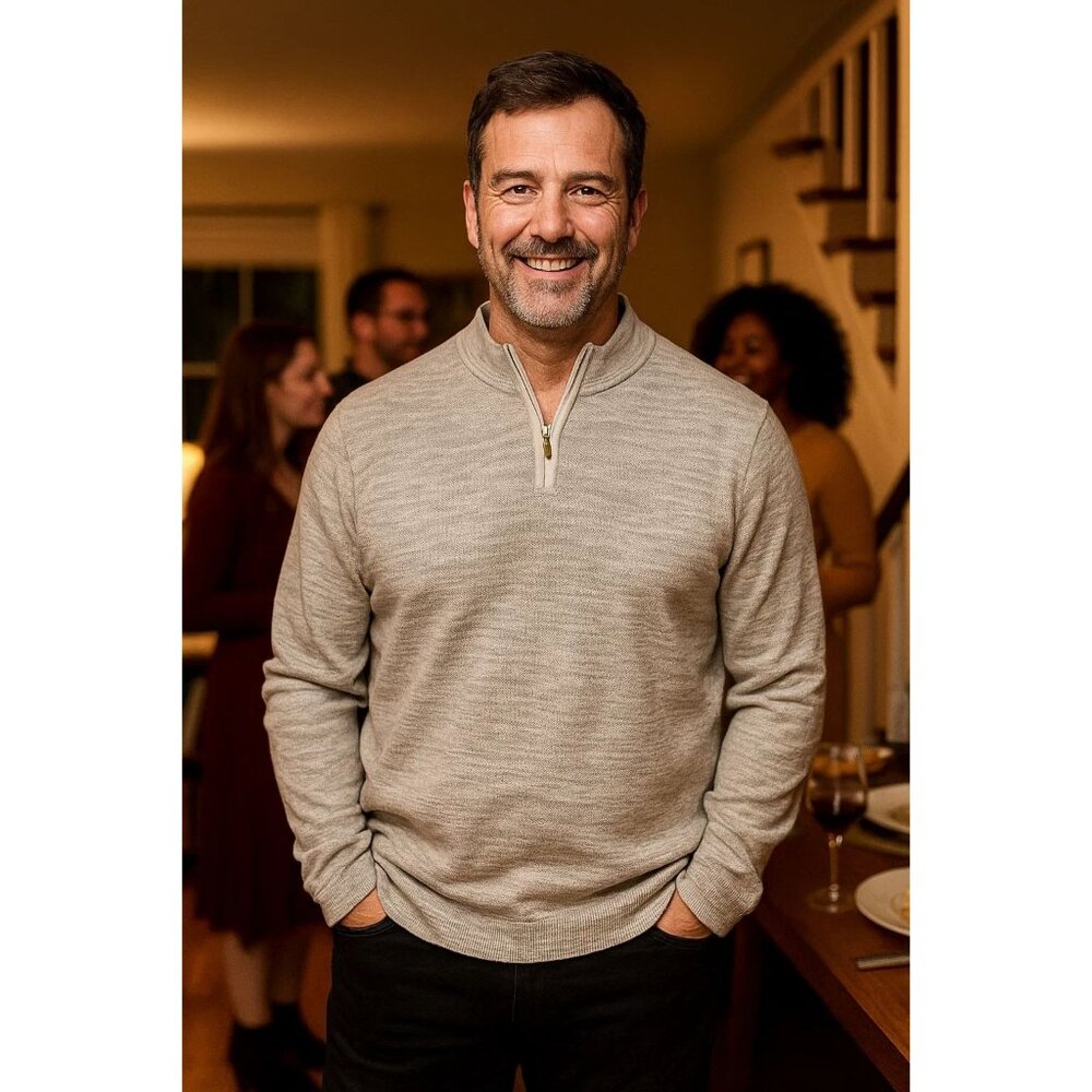 Tommy Bahama XL Men's Half Zip Light Weight Sweatshirt  2 tone Grey